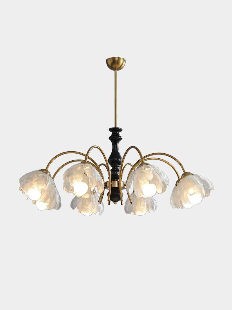 3D Printed Classic Black Gold Floral Chandelier