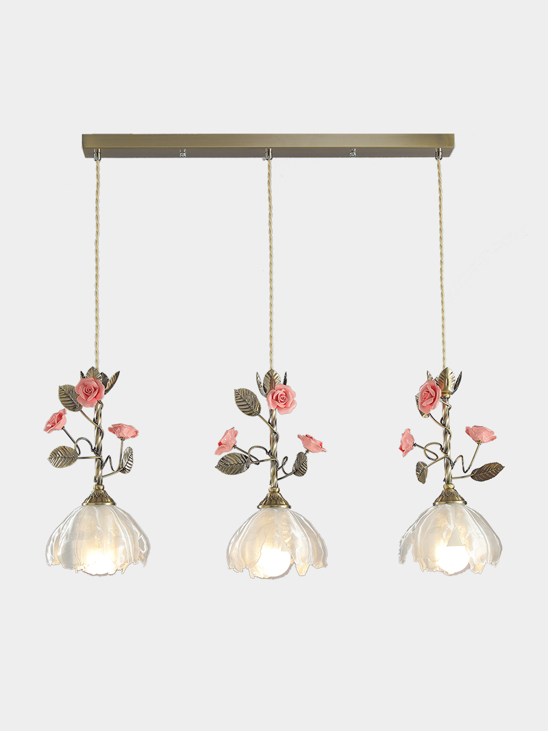 Romantic Rose 3D Printed Pendant Light Floral Hanging Lamp