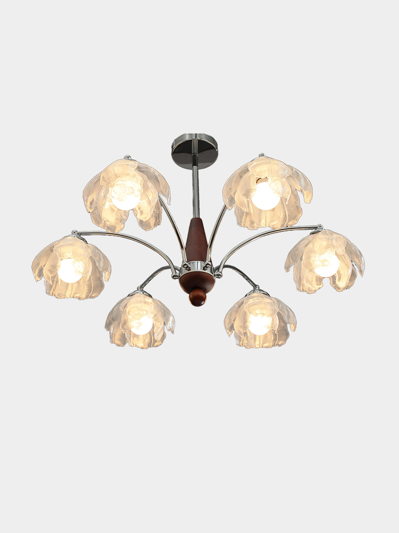 Contemporary 3D Printed Multi-Head Petal Ceiling Chandelier