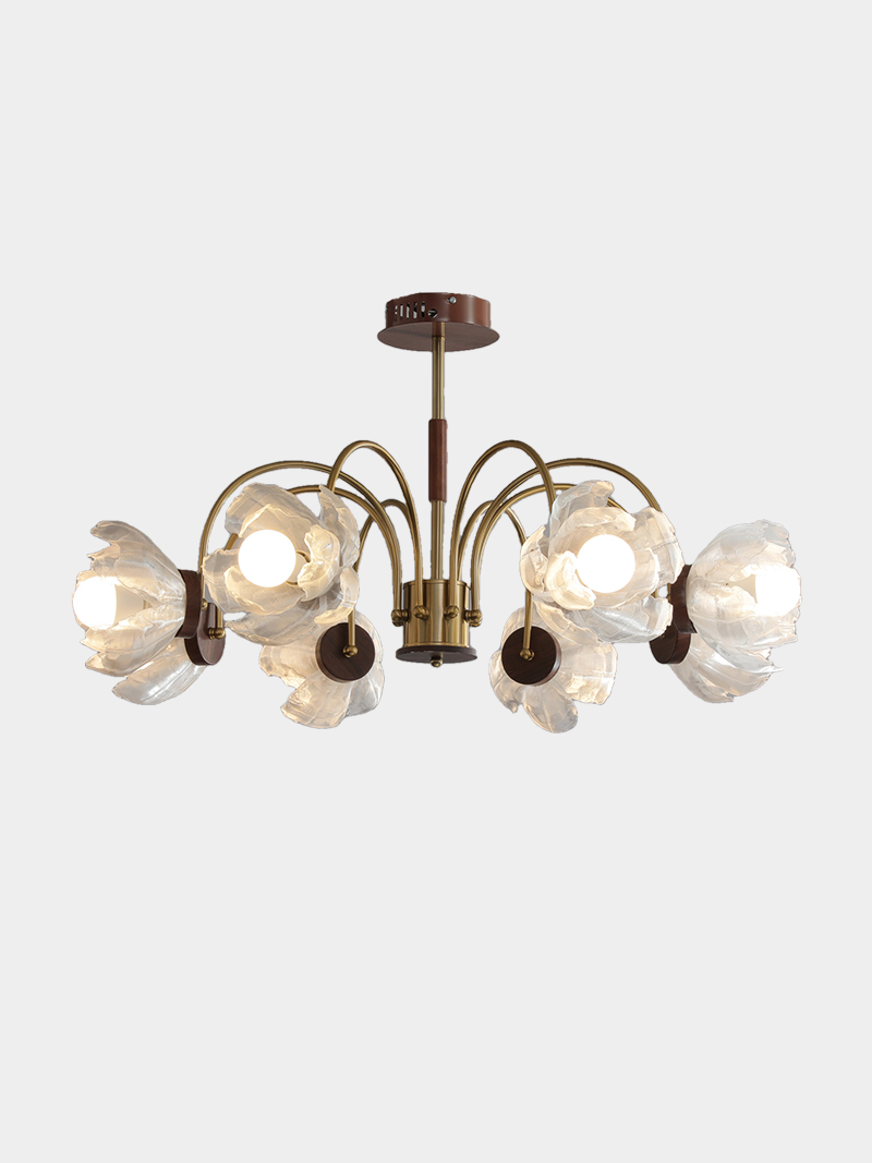 Modern Multi Arm 3D Printed Pendant Light Floral Glass Style Chandelier