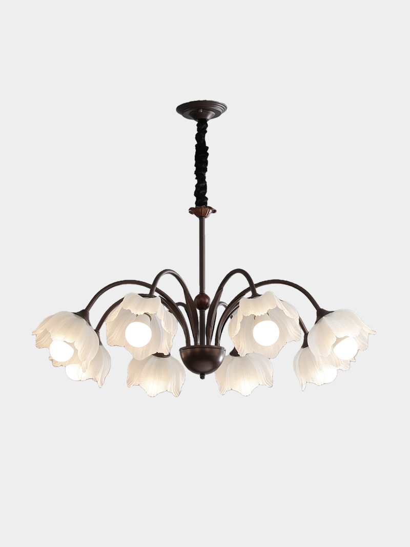 Vintage Brown 3D Printed Floral Ceiling Chandelier for living room