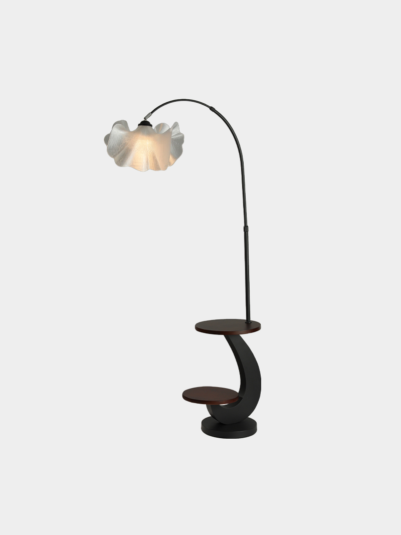 3D Printed Modern Curved Floor Lamp with Side Table