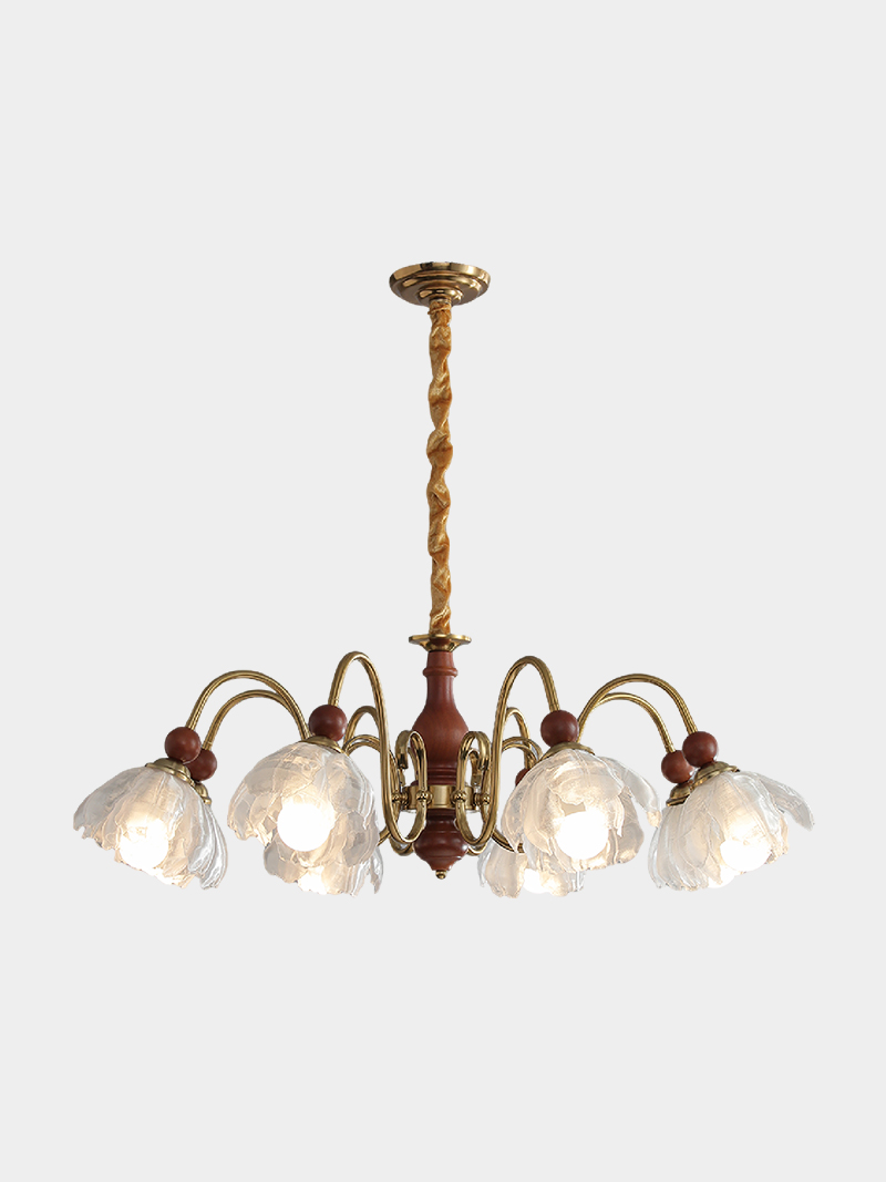 Classic Elegant 3D Printed Chandelier Twisted Stem Floral Pendant Light