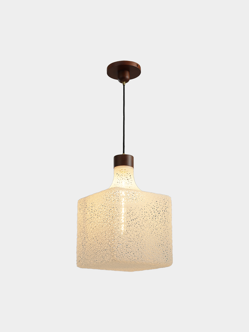 3D Printed Perforated Cube Pendant Light Modern Minimalist Lamp