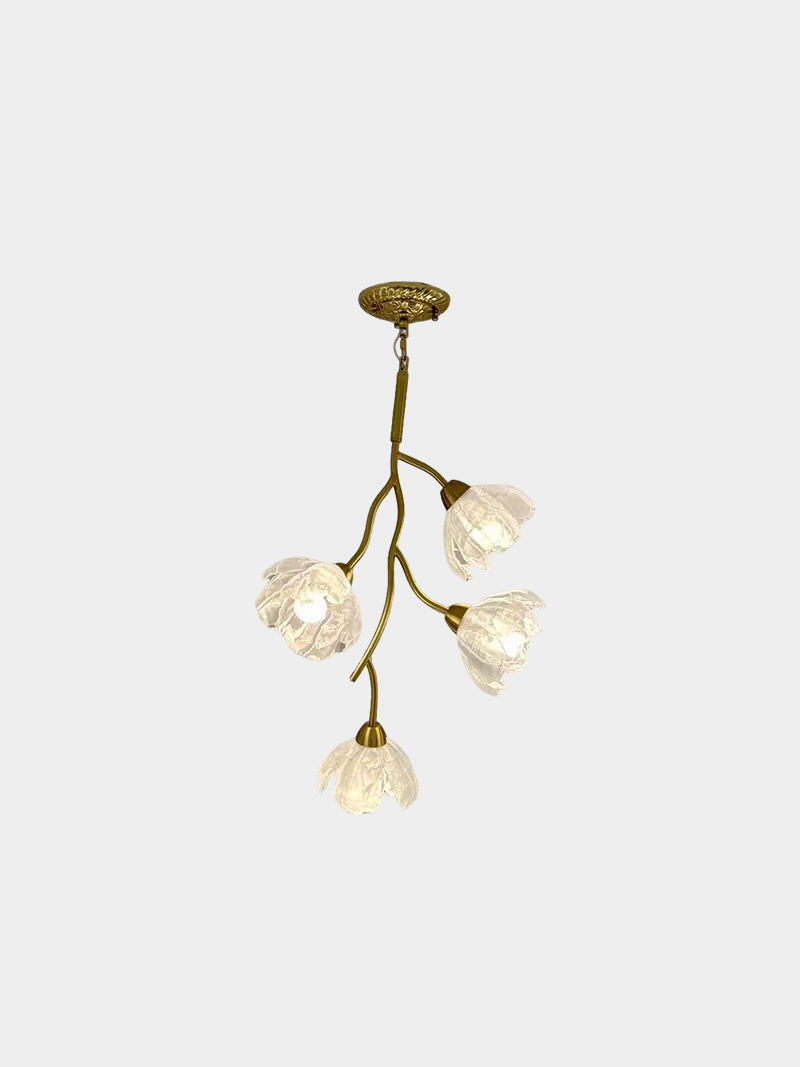 Modern Branch Style 3D Printed Pendant Light with Floral Shades