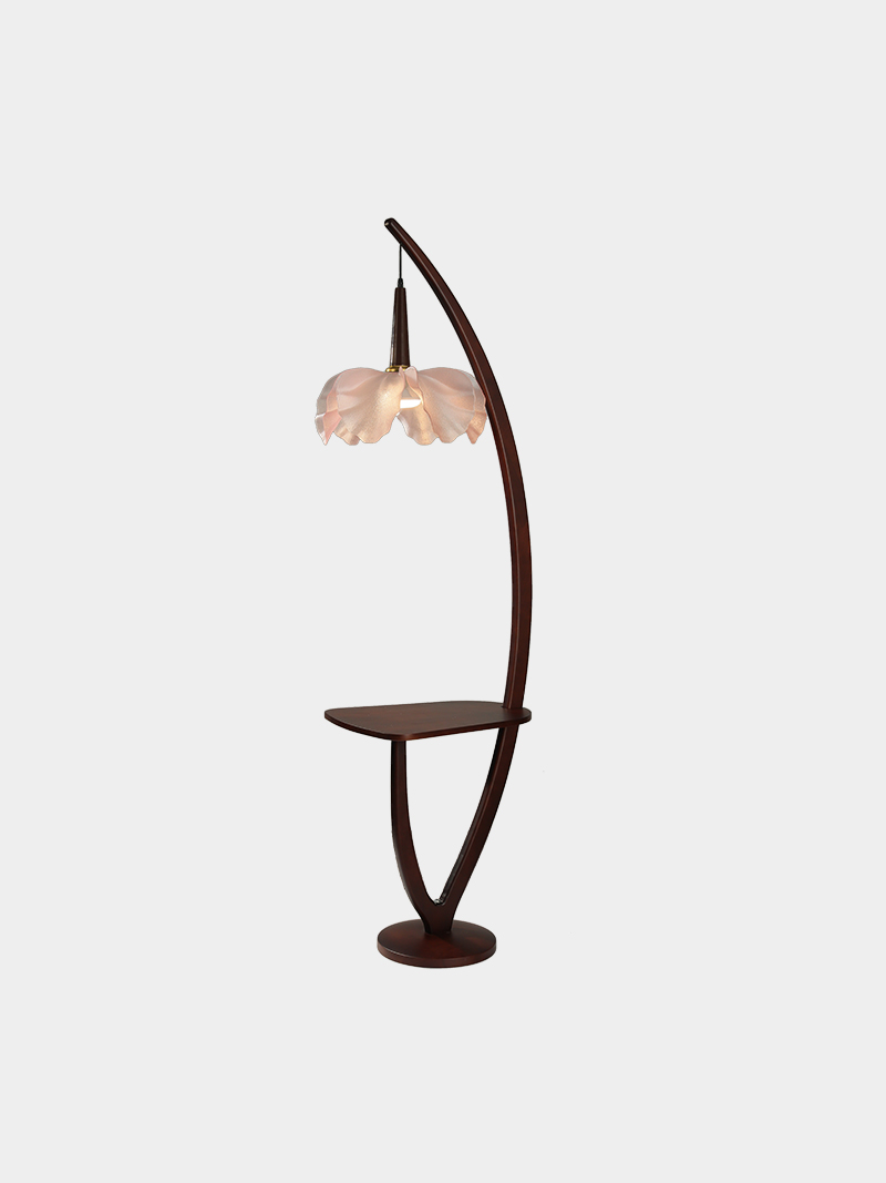 3D Printed Arc Floor Pendant Lamp Floral Shade Modern Light