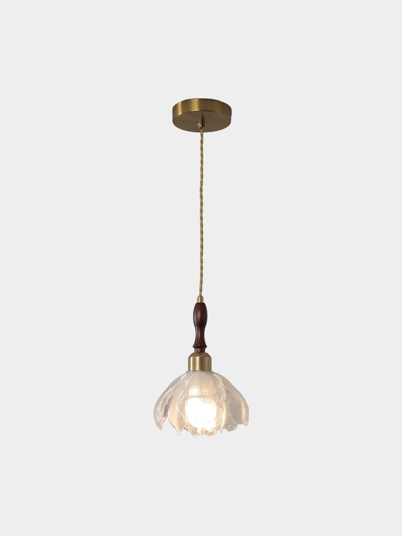 Single head 3D Printed Vintage Gold Floral Pendant Light