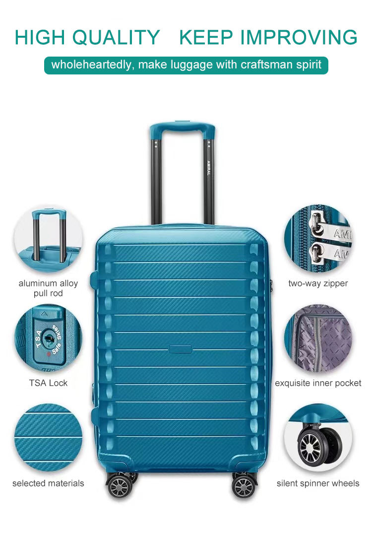 3-piece durable luggage for road trips and flights, various functions display 3-piece durable luggage for road trips and flights, various functions display