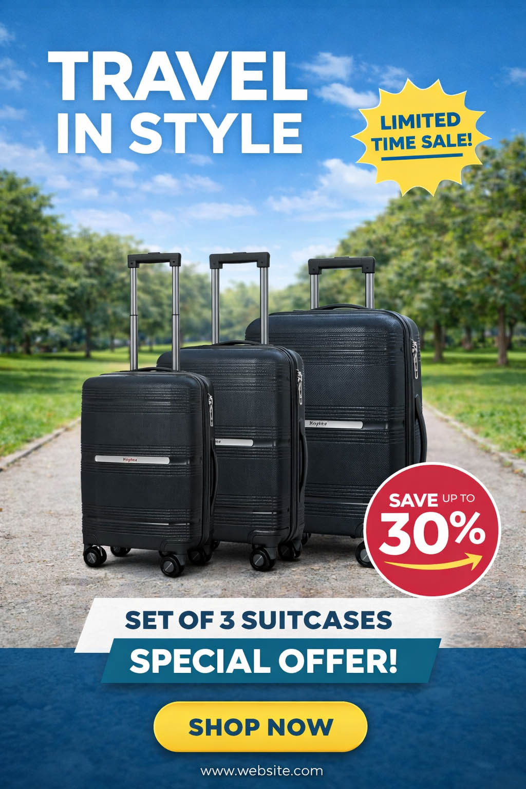 Lightweight Hard shell Travel Suitcase Set with Spinner PP Luggage