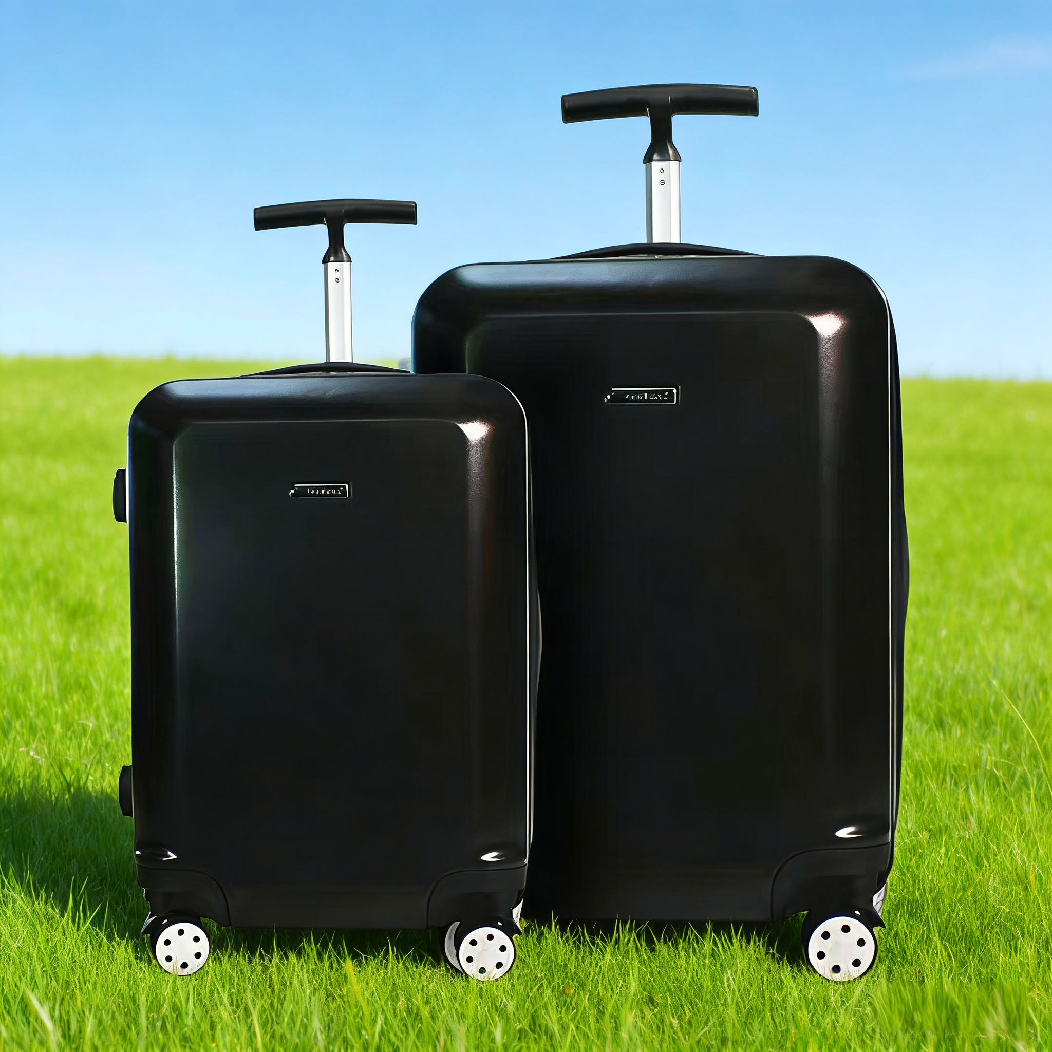 2-Piece Glossy Travel Suitcase Set lightweight trolley case