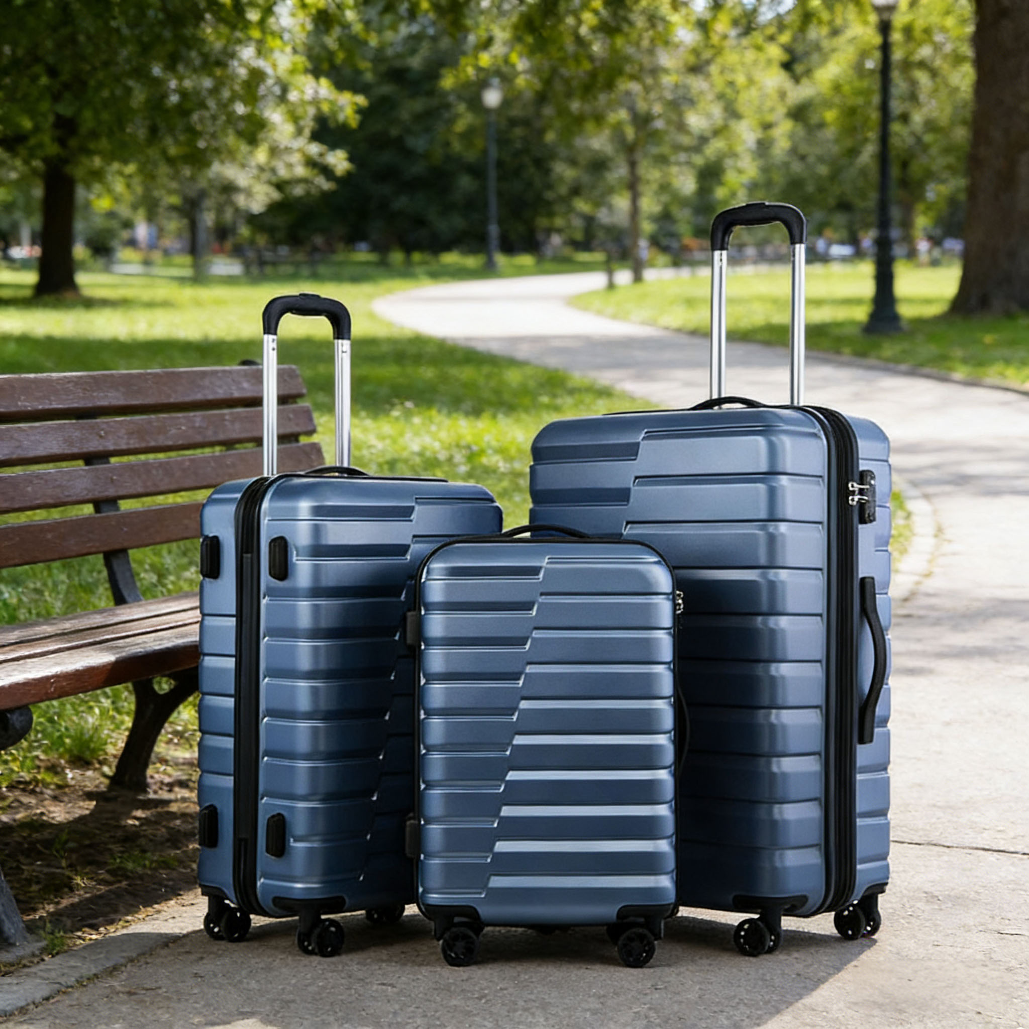 Expandable Large Capacity Modern Design 3-Piece Luggage Set