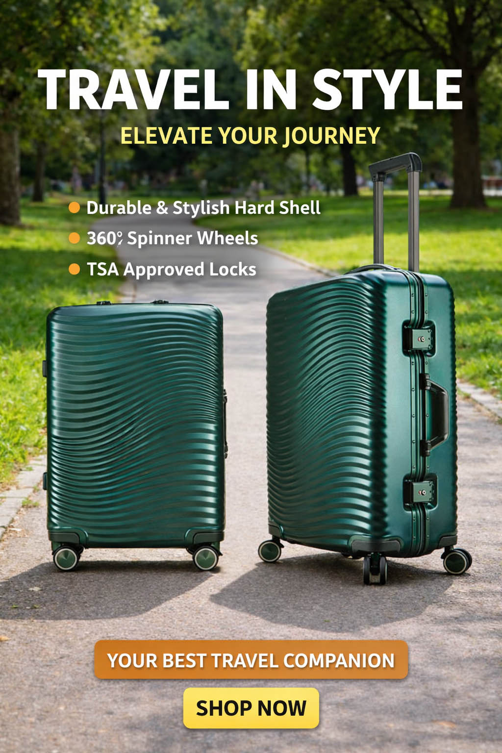 Stylish Aluminum Frame Suitcase with Smooth Spinner Wheels