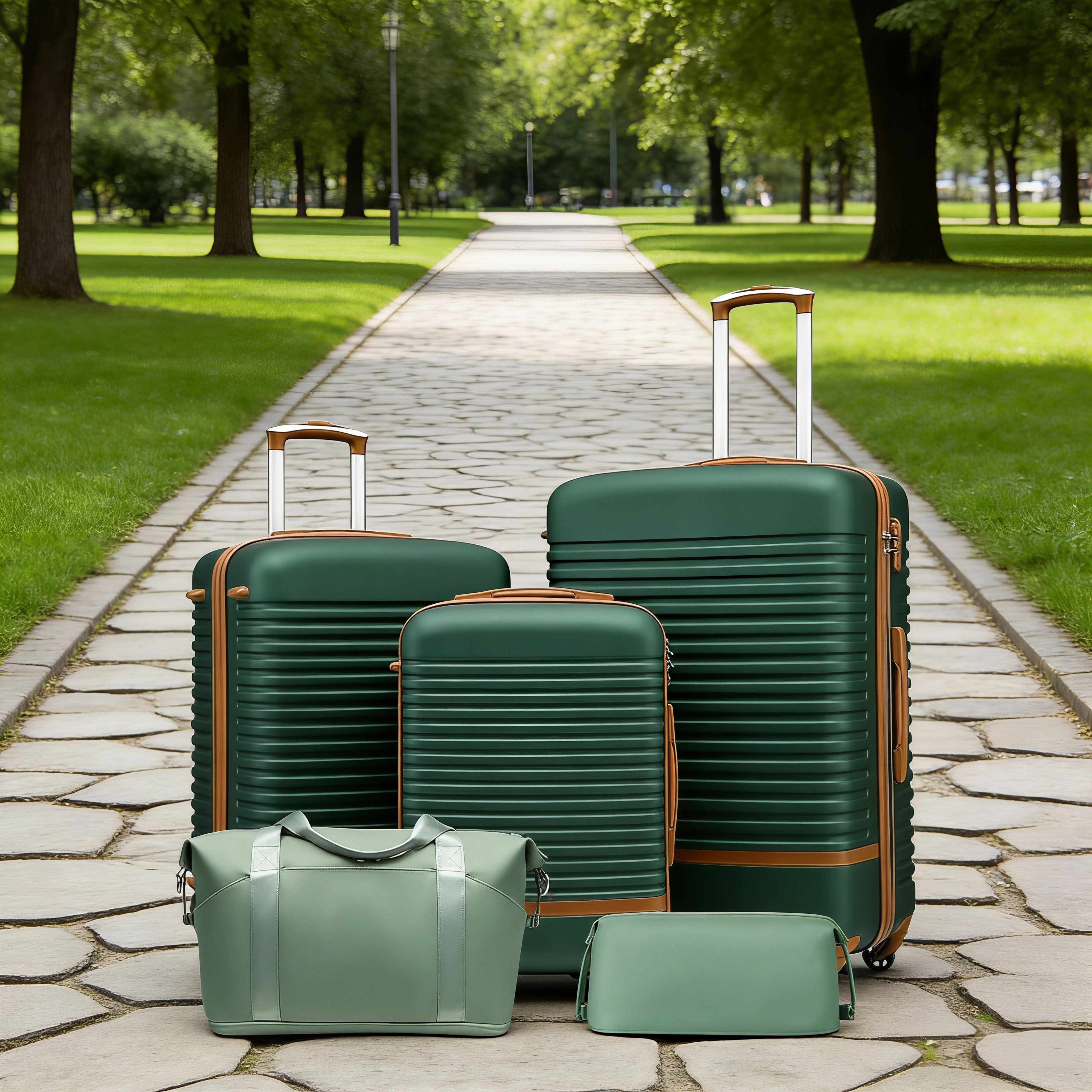 5-Piece Luggage Set with Handbag – Stylish Hard Shell Suitcases for Travel