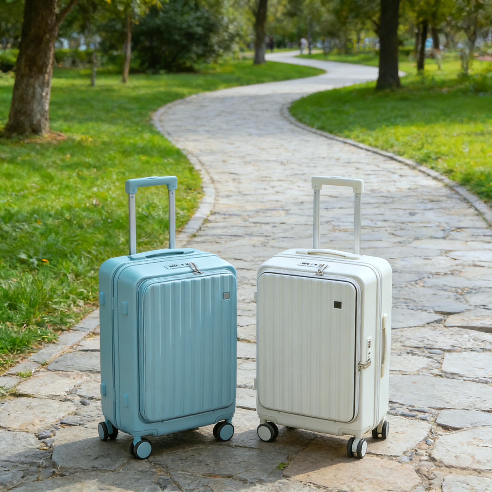Front-Open Lightweight Carry-On Suitcase Large Capacity Luggage with Laptop Pocket