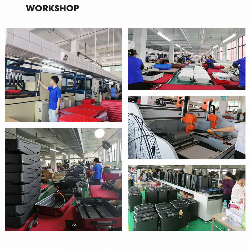 A silhouette of the production workshop from Luggage OEM Supplier China