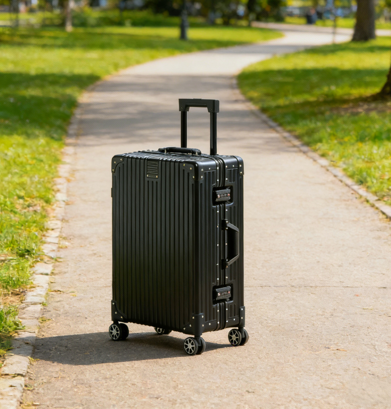 Heavy Duty Metal Hard Shell Aluminum Frame durable travel Checked Luggage