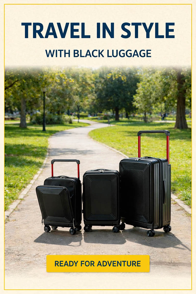 Expandable Travel Storage Impact Resistant Luggage,travel in style with black luggage,ready for adventure