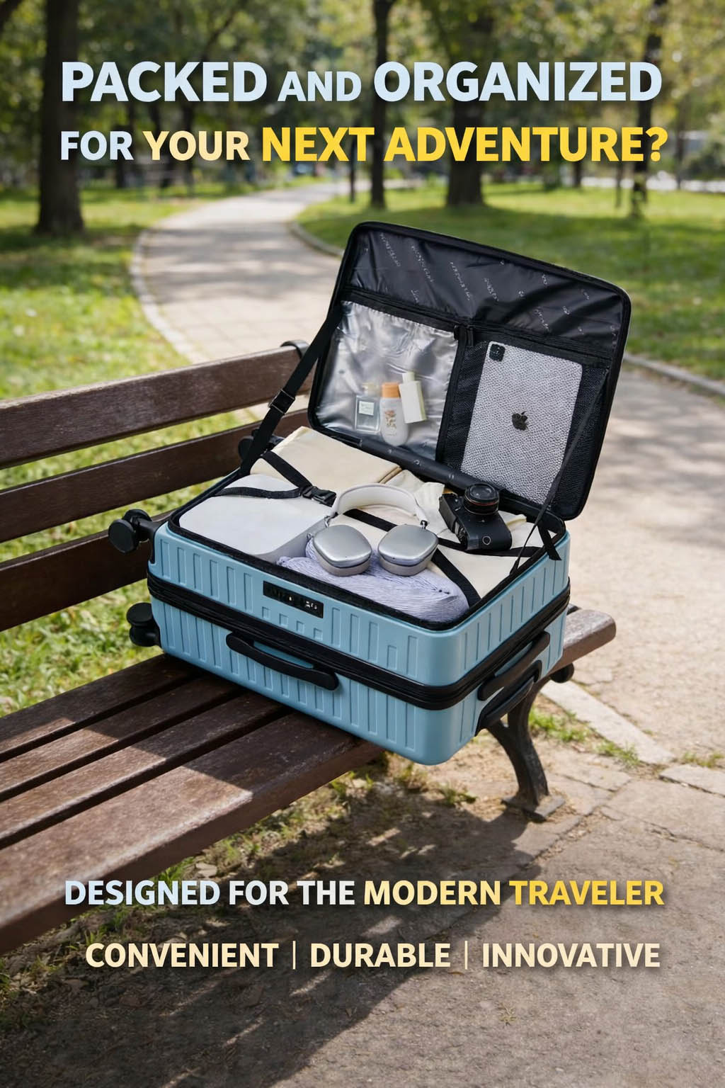 3-piece Hard Shell Travel Lightweight Suitcase with 4 Spinner Wheels