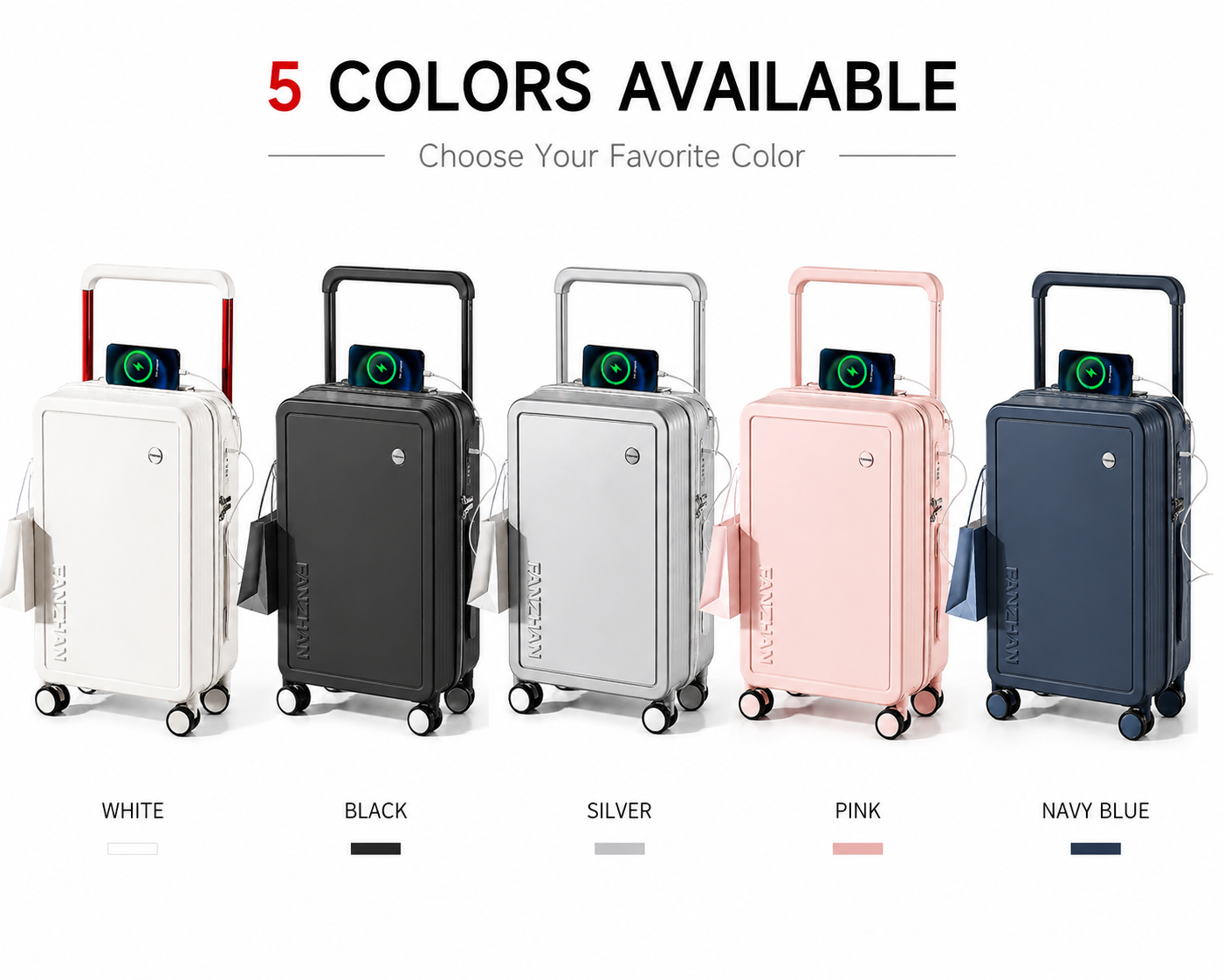 Custom Smart Carry-on Luggage,5 colors available