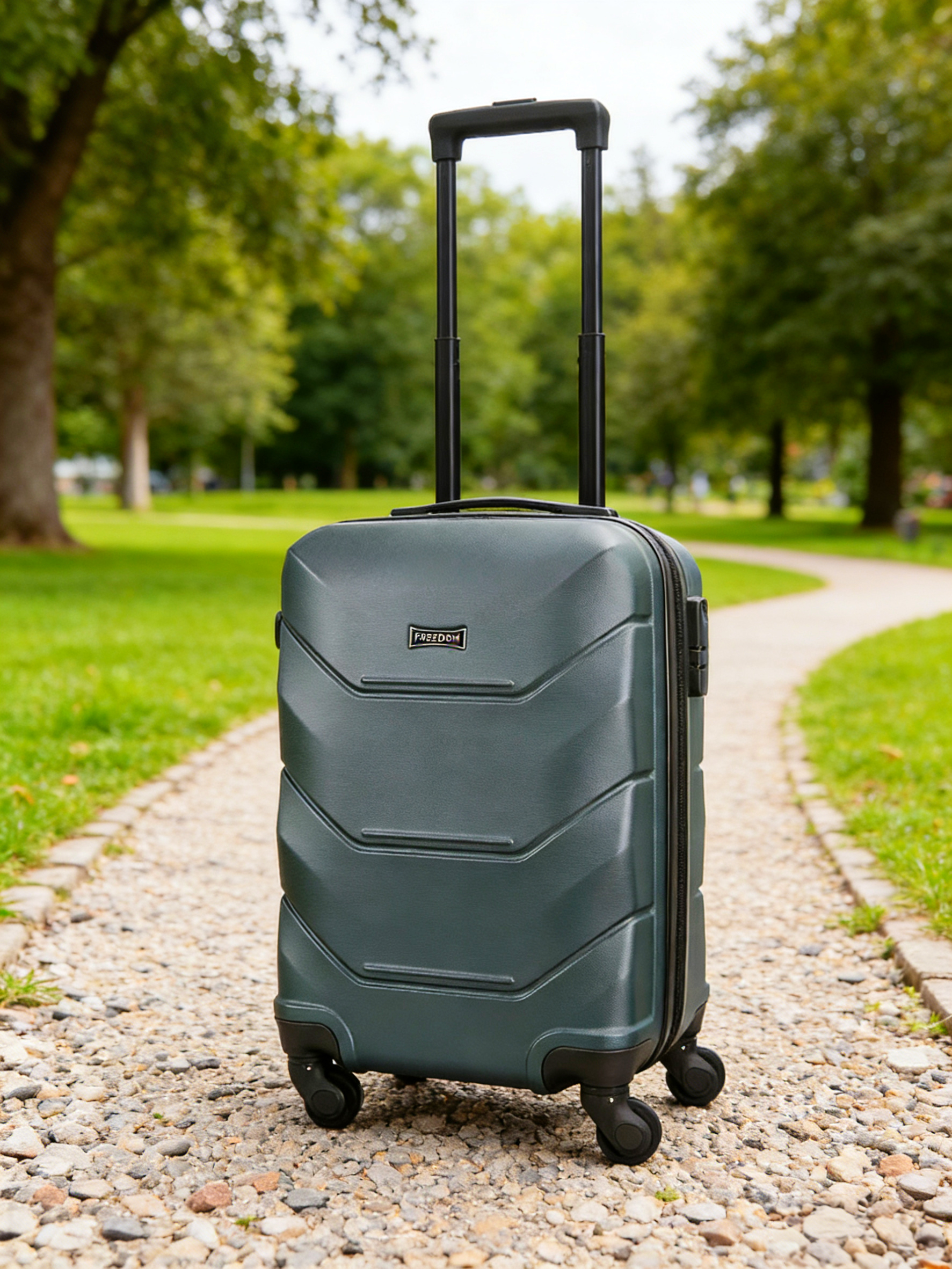 FREEDOM 3-Piece Lightweight ABS Hardside Luggage Set with Spinner Wheels – Blue Travel Suitcase (20/24/28 Inch)