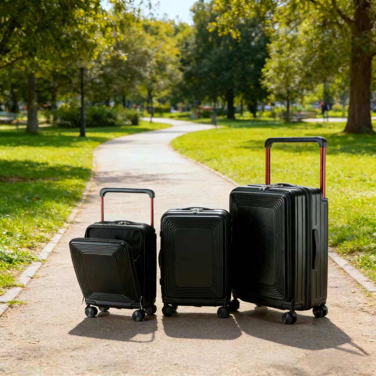 OEM Lightweight Large Capacity Hard Shell Luggage Set with Front laptop Pocket