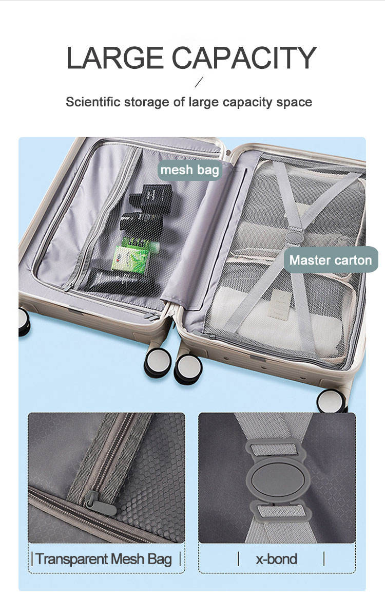Fashionable Multi-functional Ultra-Wide Telescopic Handle with Charger, Hook and Cup Holder Smart Luggage