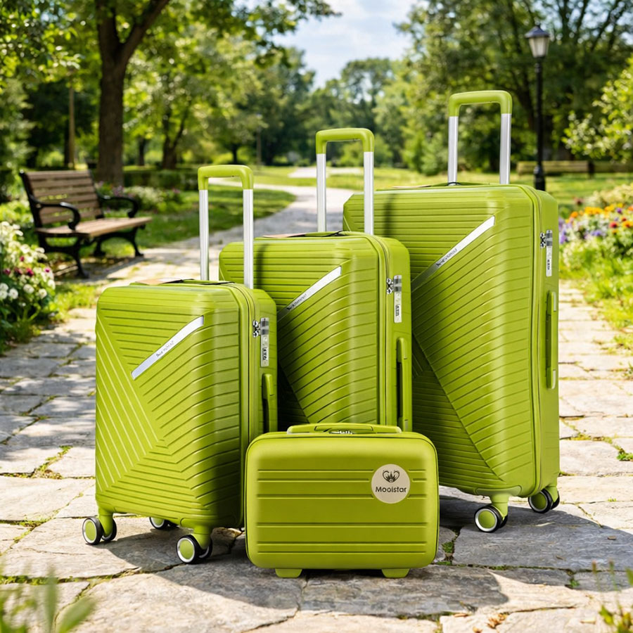 Hardside Spinner Luggage Set with TSA Locks, Lightweight Polycarbonate Carry-On and Checked Suitcases, Silent Wheels & Expandable Capacity for Travel in grass green