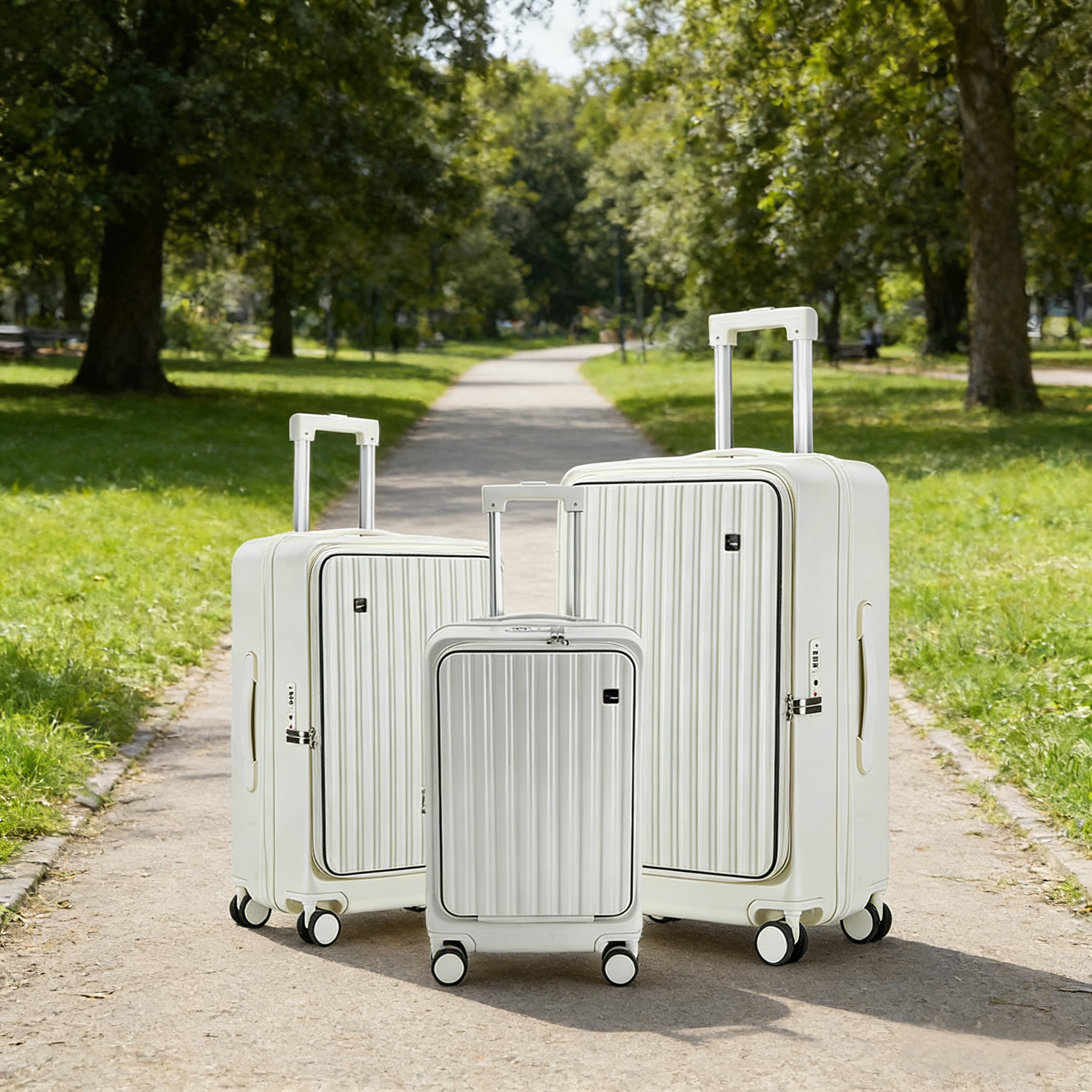 Front-Open Lightweight Carry-On Suitcase Large Capacity Luggage with Laptop Pocket
