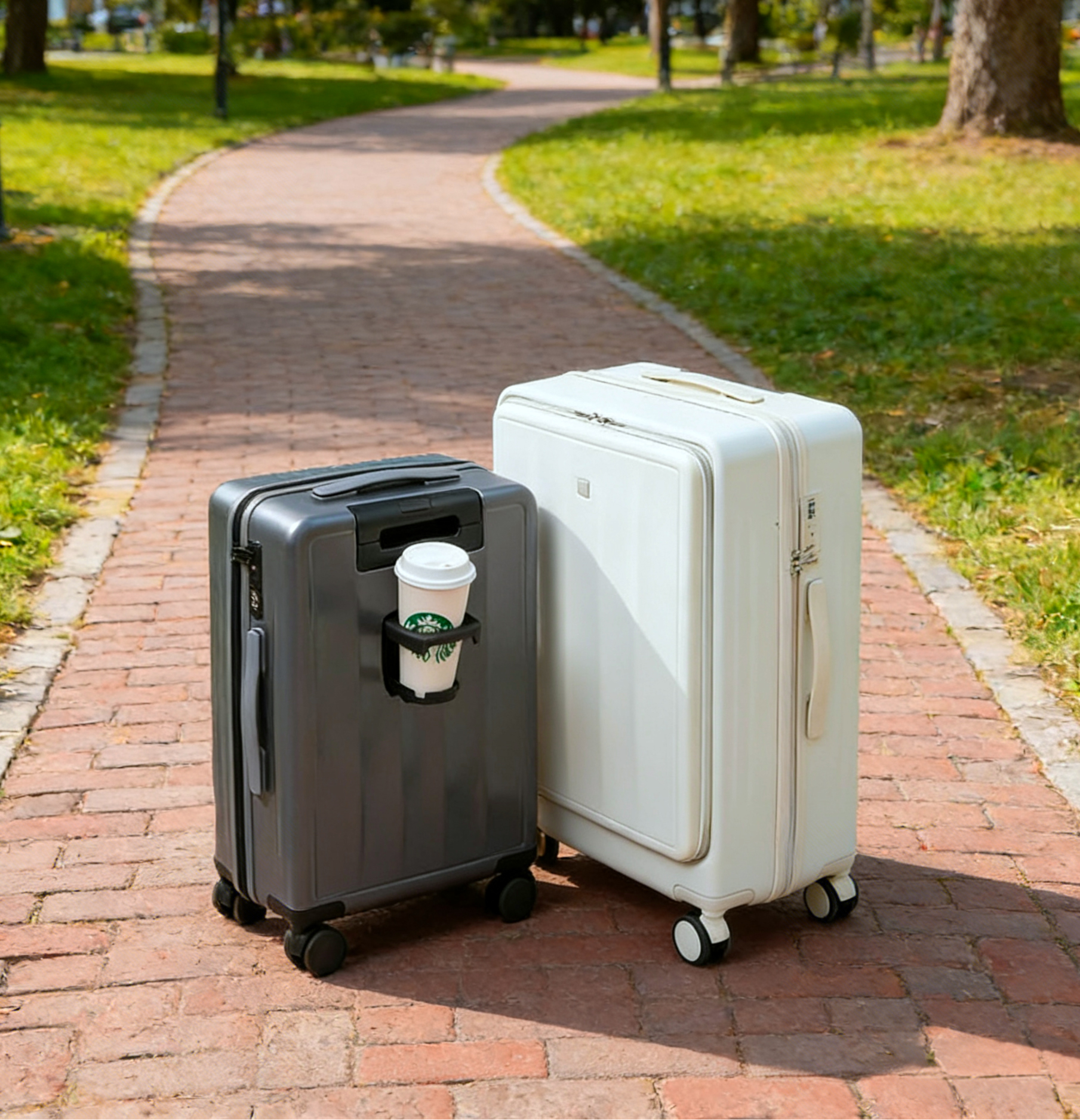 Innovative Cup Holder Grey White durable lightweight Travel luggage