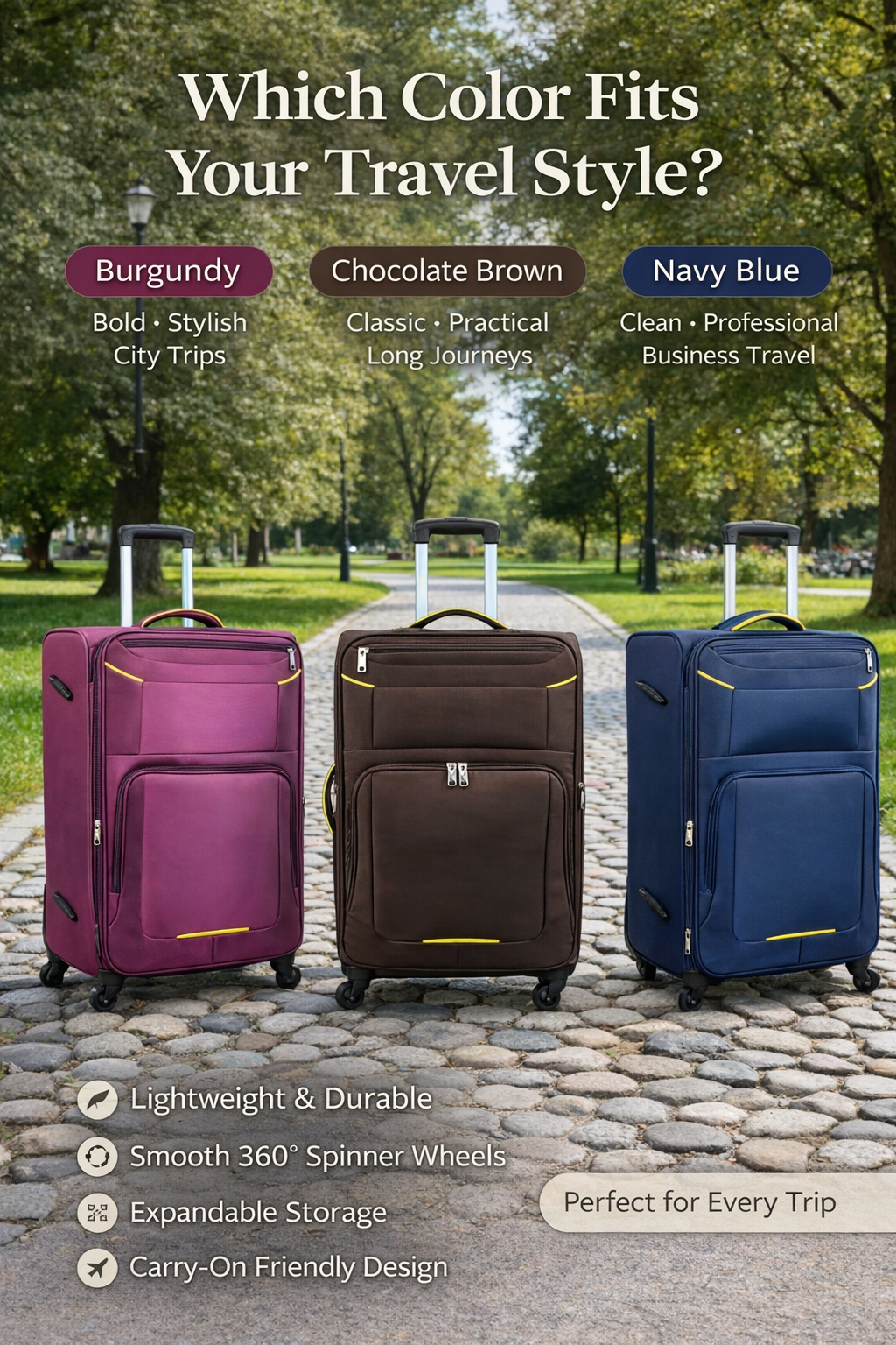 Lightweight Soft Fabric Travel Suitcase Collection Luggage