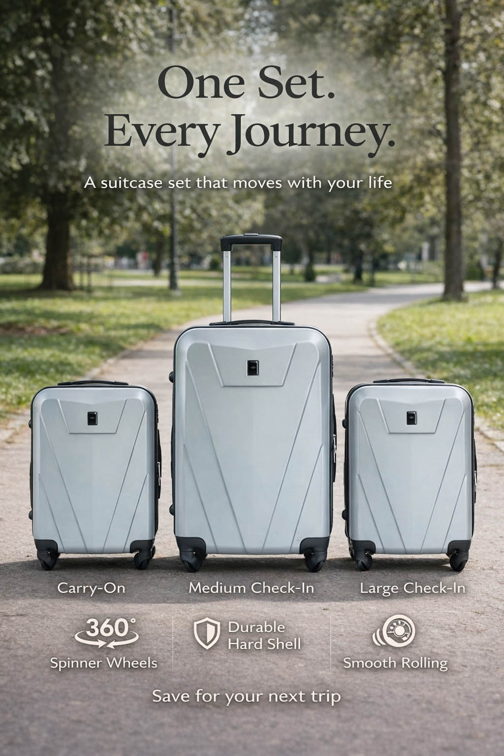 3-Piece Hardshell Luggage Set with TSA Lock & Spinner Wheels – ABS Lightweight Travel Suitcase (20/24/28 Inch)