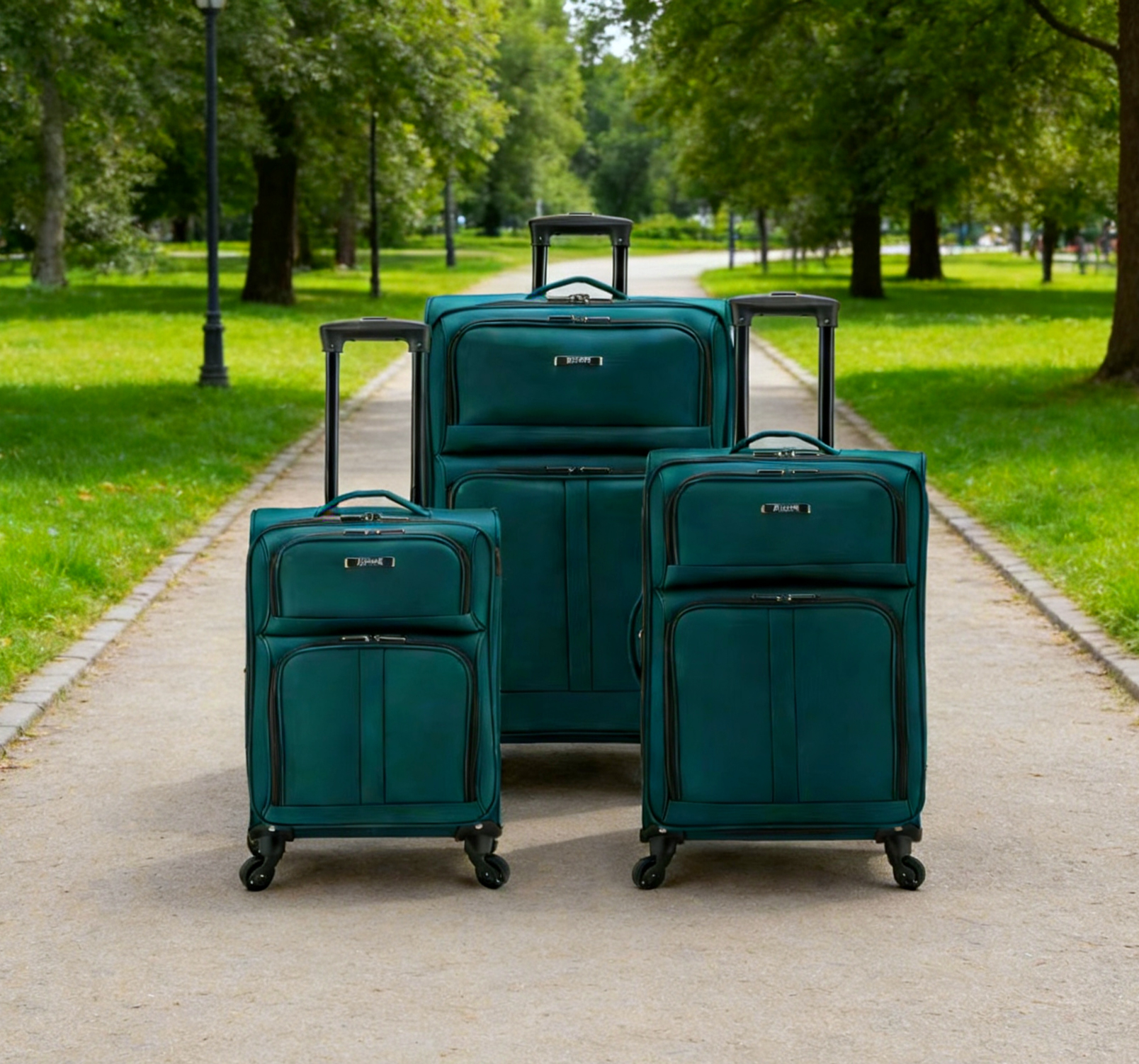 Lightweight Spinner Travel Suitcase 3 piece Fabric Luggage Set