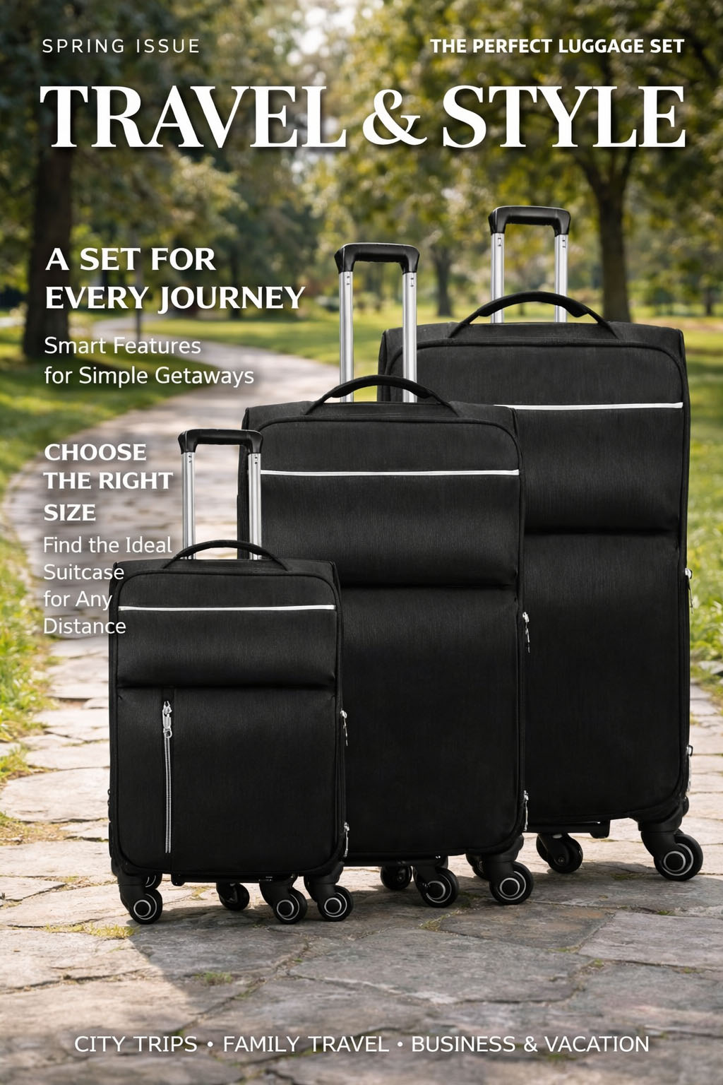Lightweight Softside Spinner Suitcase Set for Travel Luggage