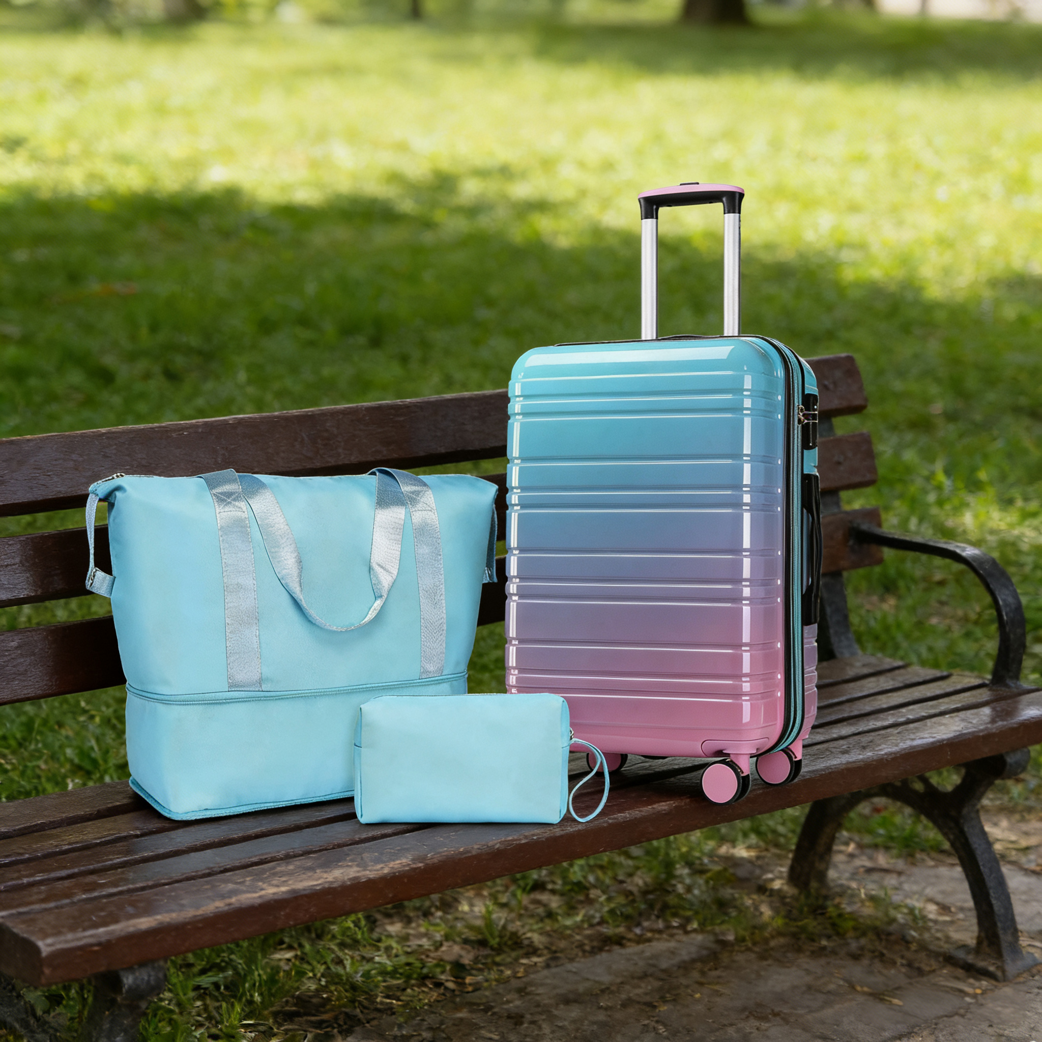 6-Piece Gradient Luggage Set – Stylish Hard Shell Suitcases with Handbag and Travel Bag