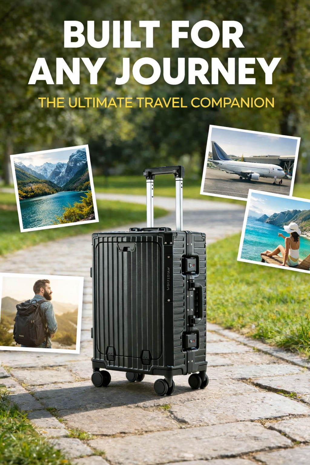 Aluminum Frame Trolley Luggage Multifunctional Front Opening Travel Suitcase Carry on Luggage with Laptop USB Cup-holder
