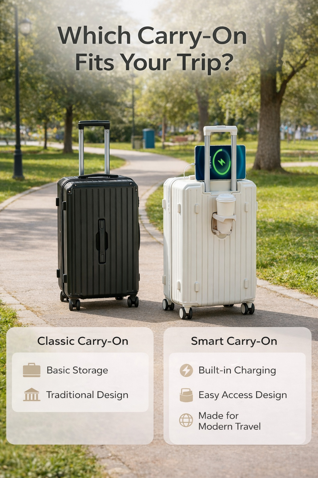 Smart Convenience USB Charger with Cup Holder Suitcase