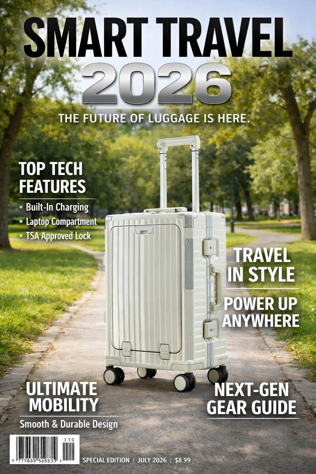 Aluminum Frame Trolley Luggage Multifunctional Front Opening Travel Suitcase Carry on Luggage with Laptop USB Cup-holder