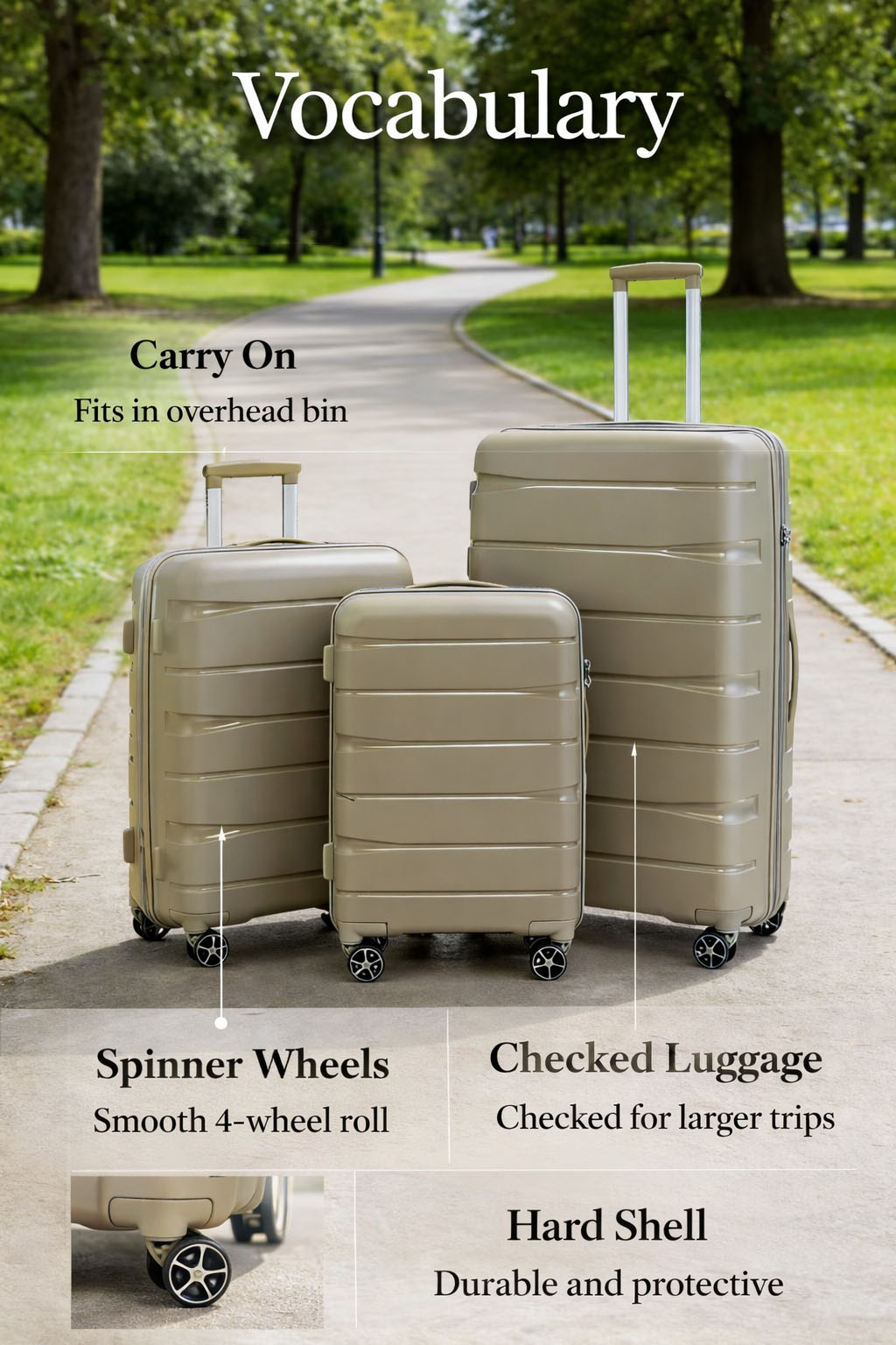 New Design PP Material Lightweight Spinner Suitcase