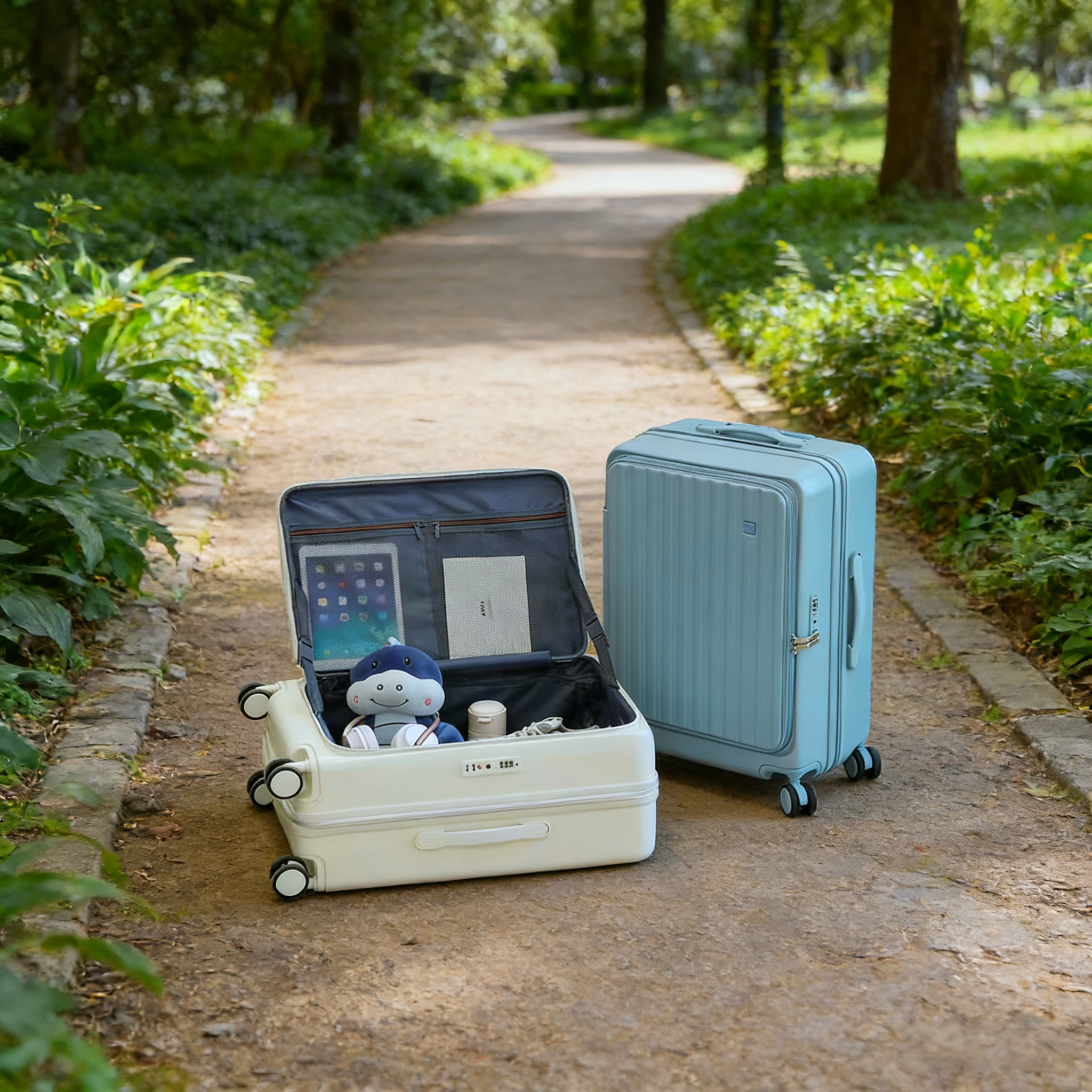 Front-Open Lightweight Carry-On Suitcase Large Capacity Luggage with Laptop Pocket