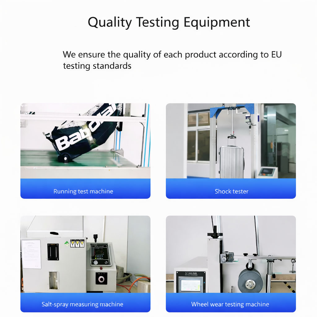 Demonstration of tests on various parts of suitcases from custom luggage supplier in China Demonstration of tests on various parts of suitcases from custom luggage supplier in China