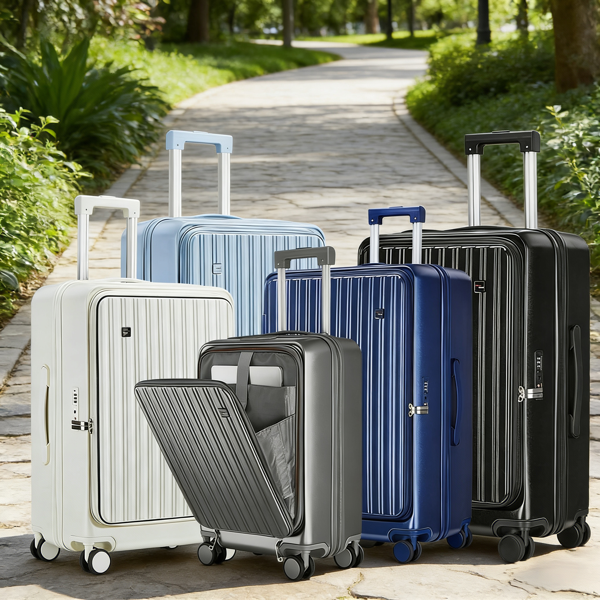 Front-Open Lightweight Carry-On Suitcase Large Capacity Luggage with Laptop Pocket