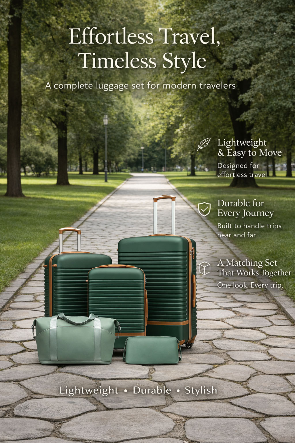 5-Piece Luggage Set with Handbag – Stylish Hard Shell Suitcases for Travel
