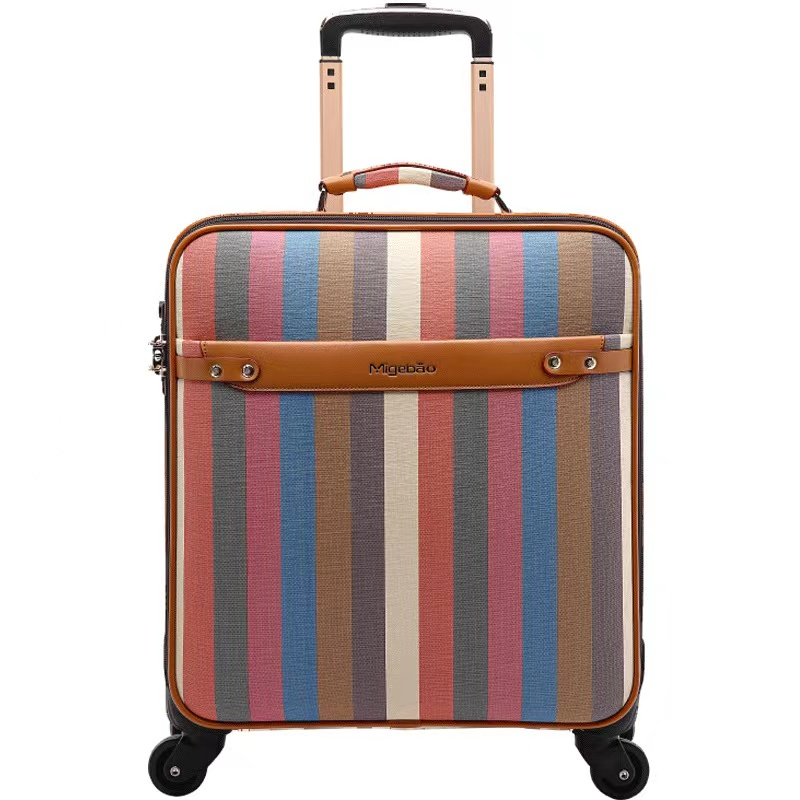 Stylish Striped Vintage Lightweight Travel Durable Suitcase