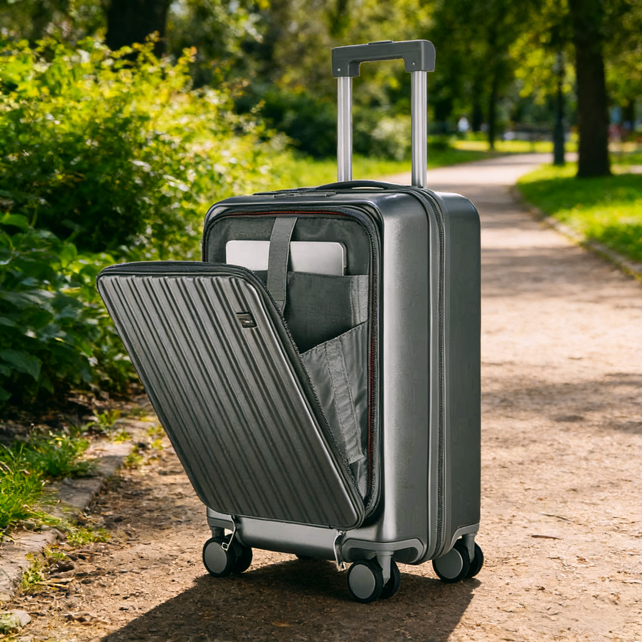 Front-Open Lightweight Carry-On Suitcase Large Capacity Luggage with Laptop Pocket