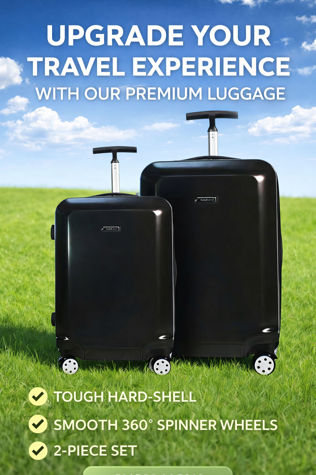 2-Piece Glossy Travel Suitcase Set lightweight trolley case