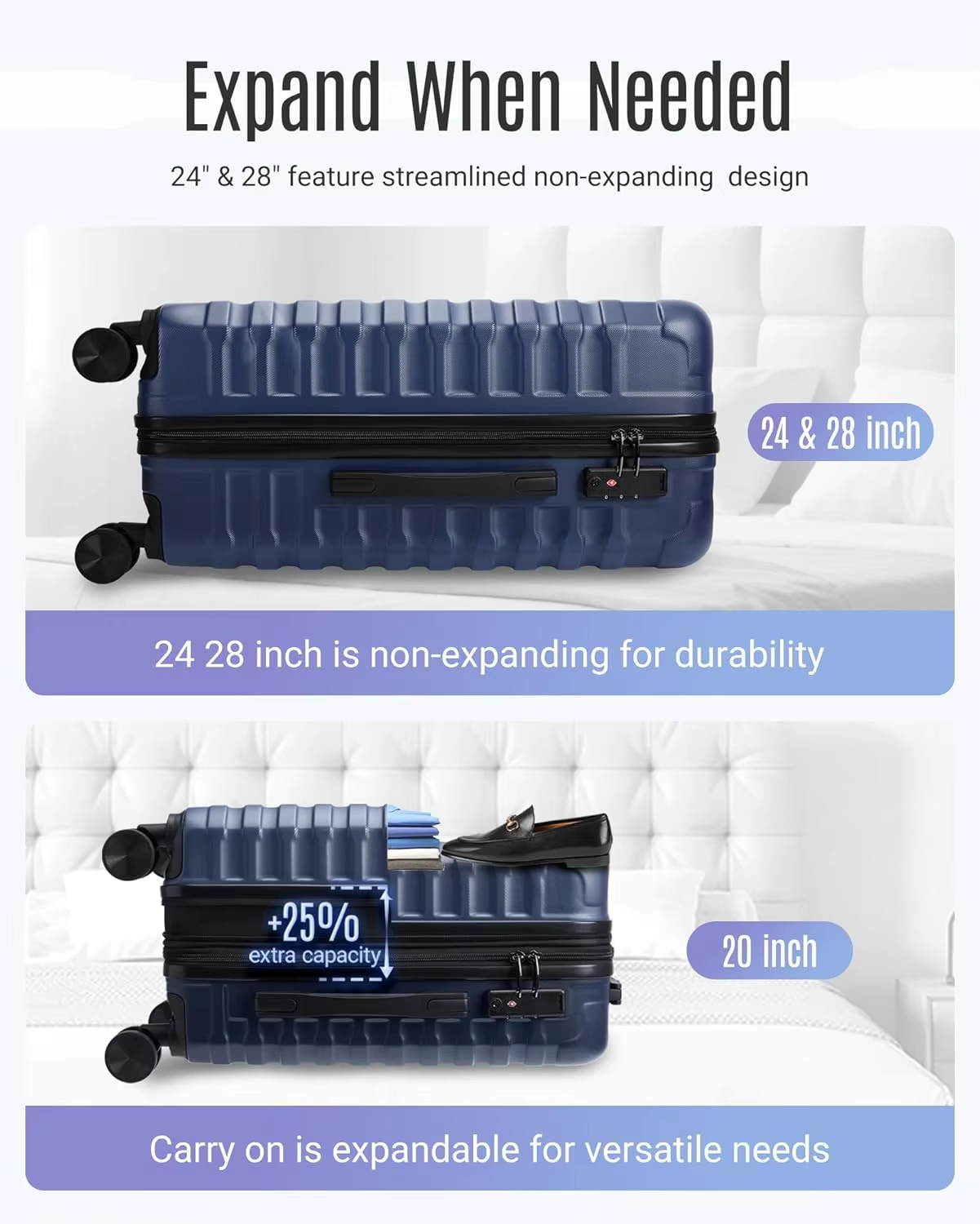 TSA approved lock luggage,expand when needed
