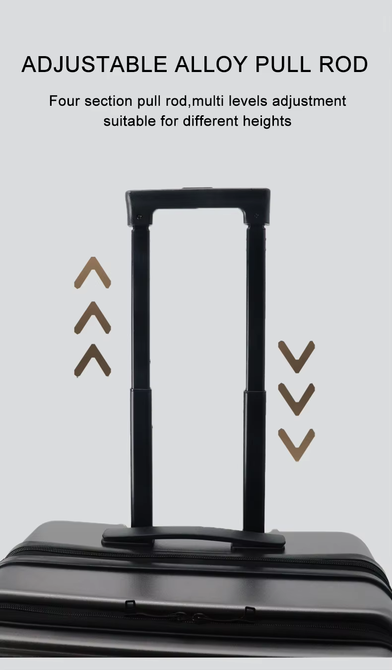 pull rod of TSA lock aluminum alloy carry on luggage,adjustable alloy pull rod,four section pull rod,multi levels adjustment,suitable for different heights
