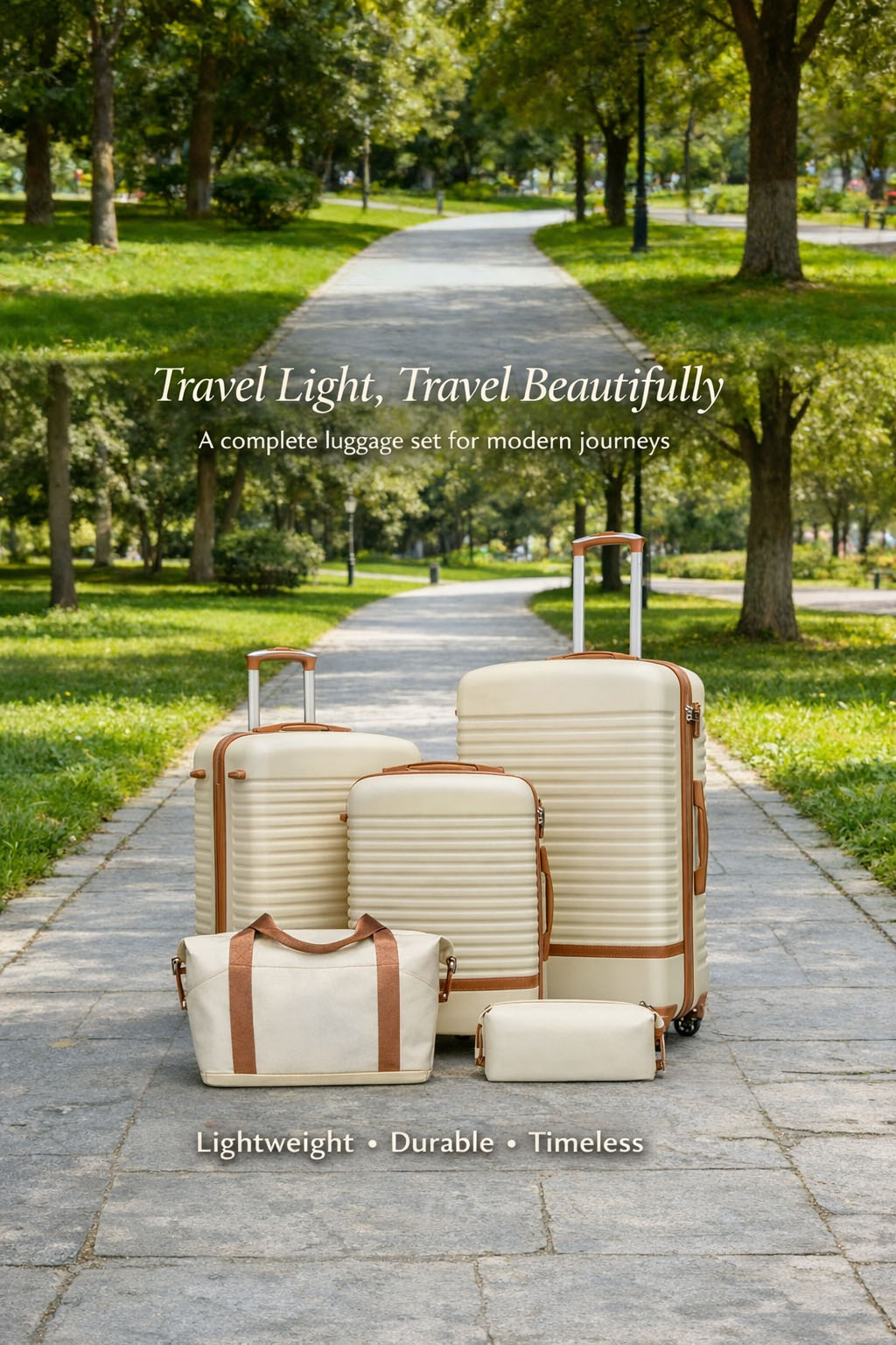 5-Piece Luggage Set with Handbag – Stylish Hard Shell Suitcases for Travel