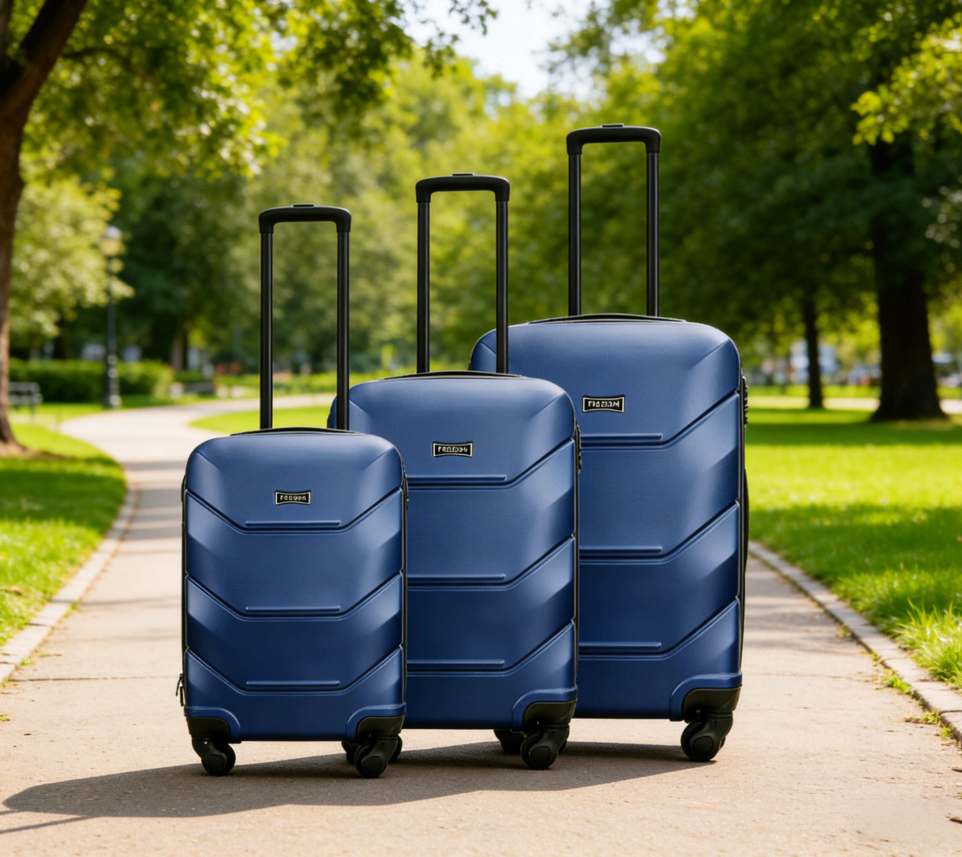 FREEDOM 3-Piece Lightweight ABS Hardside Luggage Set with Spinner Wheels – Blue Travel Suitcase (20/24/28 Inch)