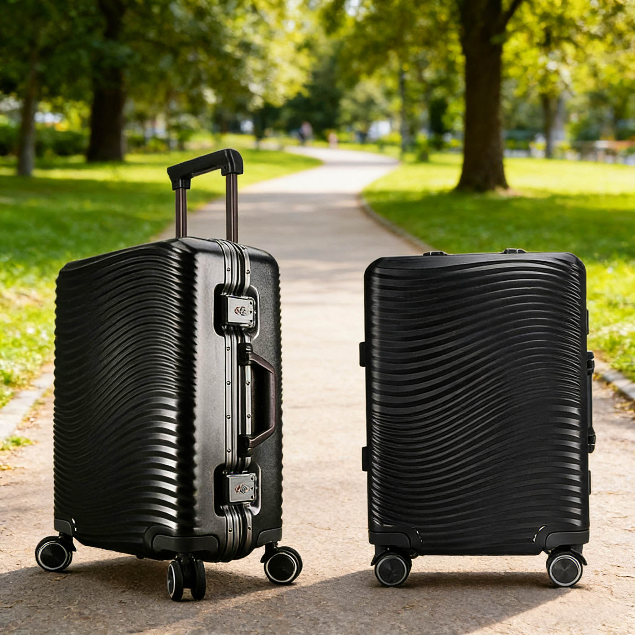Durable Hard Shell Stylish Aluminum Frame Suitcase with Smooth Spinner Wheels